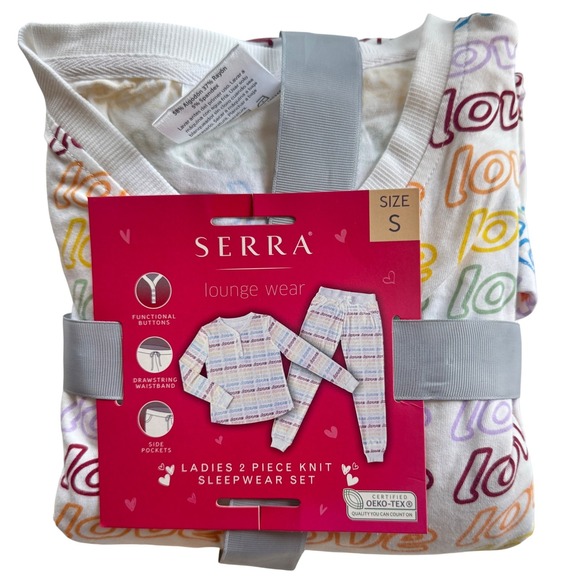 Serra Other - Serra Lounge Wear Womens Small Love Print Rainbow 2 Piece Knit Sleepwear Set New